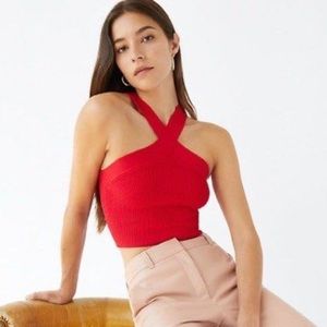 Aritzia Babaton Sculpt Knit Criss Cross Cropped Tank